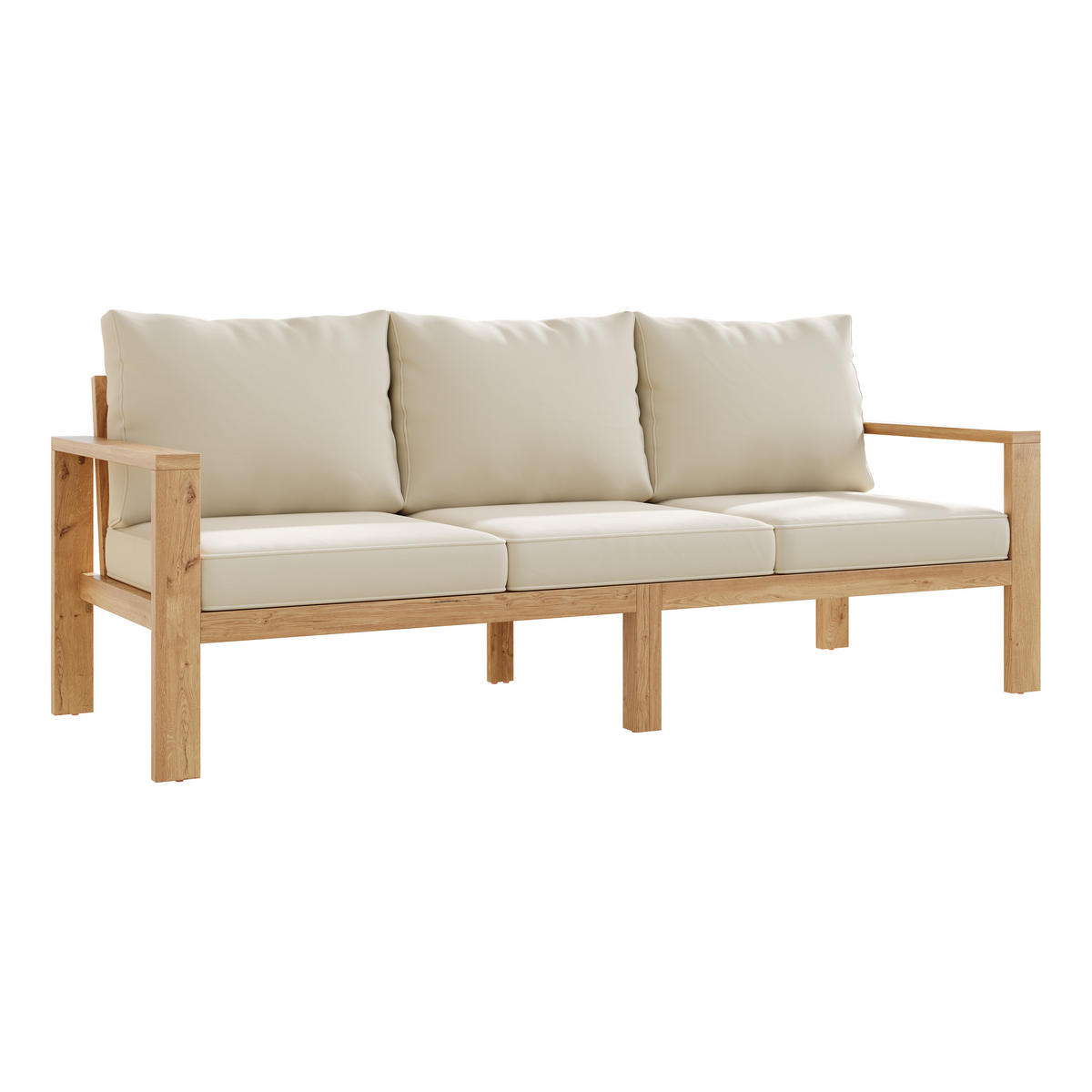 GARTENMÖBEL-SET, 4-6 Personen, Akazienrahmen, Natur/Creme - Creme, Textil - FLIEKS