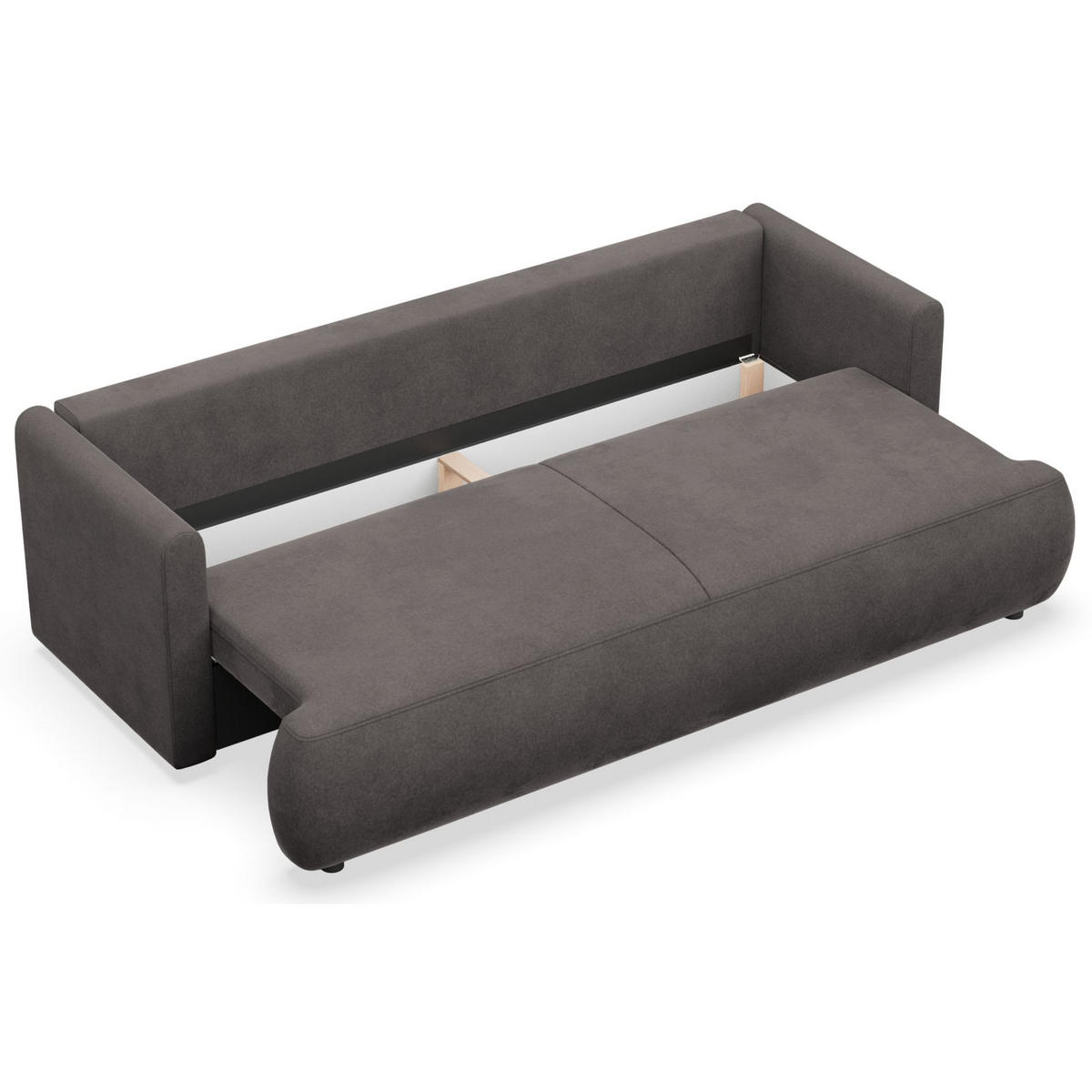 3-SITZER SOFA Ovo Mini Dunkelgrau Velours Easy-Clean - Dunkelgrau/Schwarz, Kunststoff/Textil (226/90/97cm) - Selsey