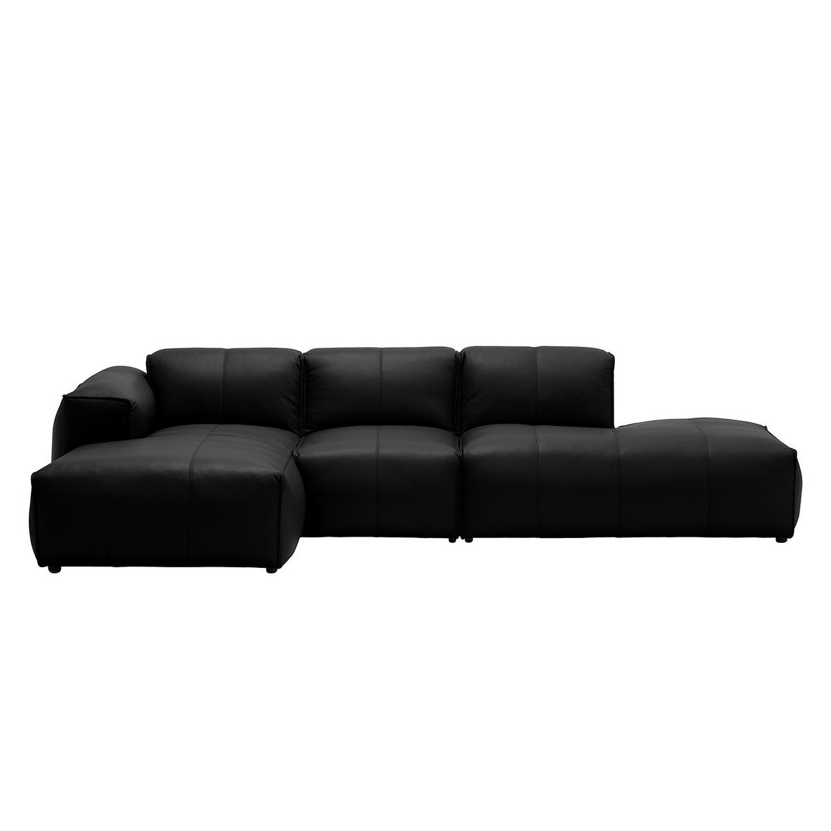 ECKSOFA mit Chaiselongue - Schwarz, Leder/Kunststoff (290/173cm) - home24