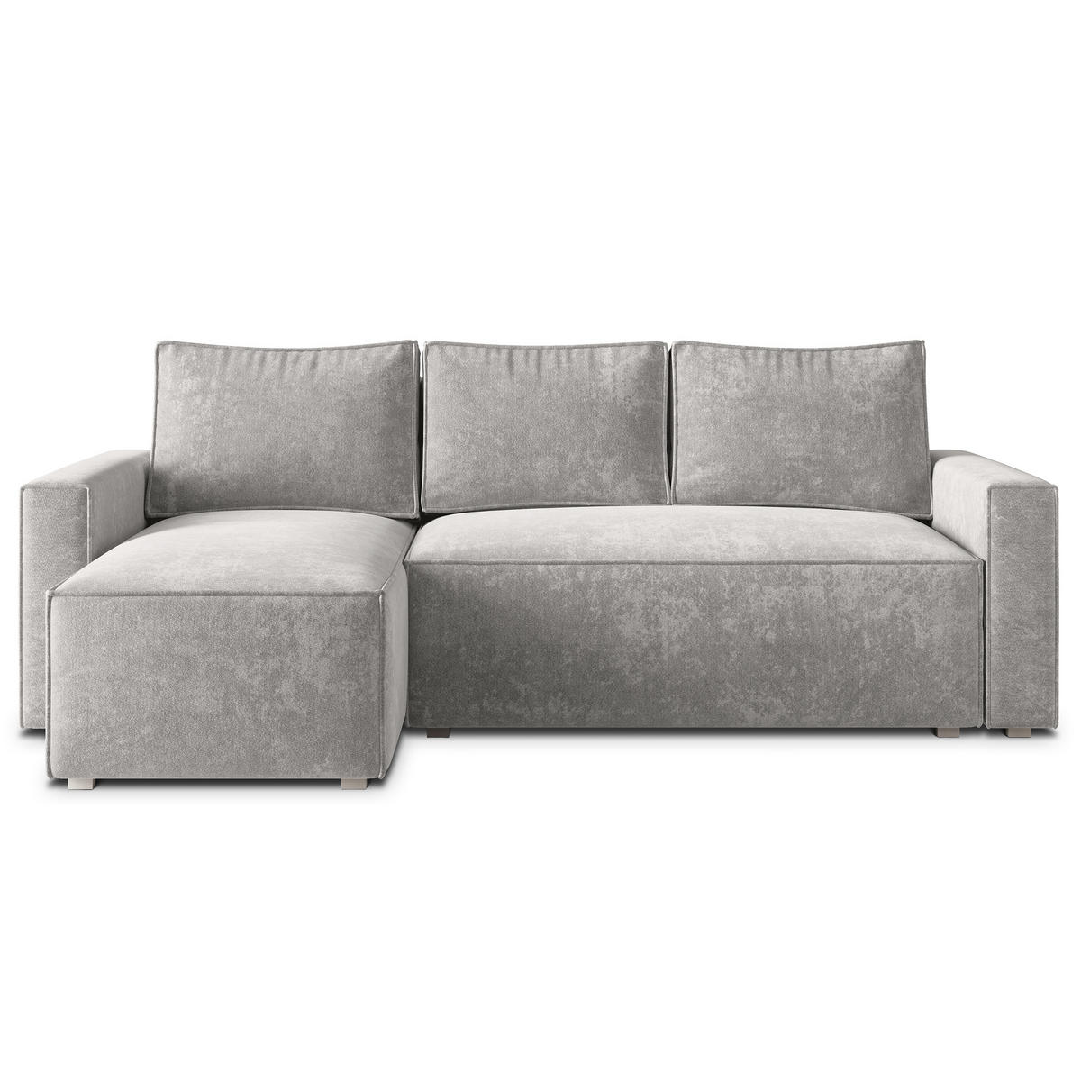 ECKSOFA POTARO LM Hellgrau Chenille mit Schlaffunktion - Hellgrau, Holzwerkstoff/Textil (232/140cm) - MASSENO