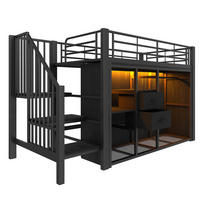 HOCHBETT aus Metall 90x200 cm in Schwarz mit LED-Beleuchtung - Schwarz, Metall (90/200cm) - Modfu