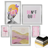 WANDBILDER 5er Set - 50x50 cm & 20x30 cm & 40x60 cm Silberner Rahmen - Stilvolle Tierporträts - Silberfarben, Kunststoff (40/60cm) - ArtPrintCave