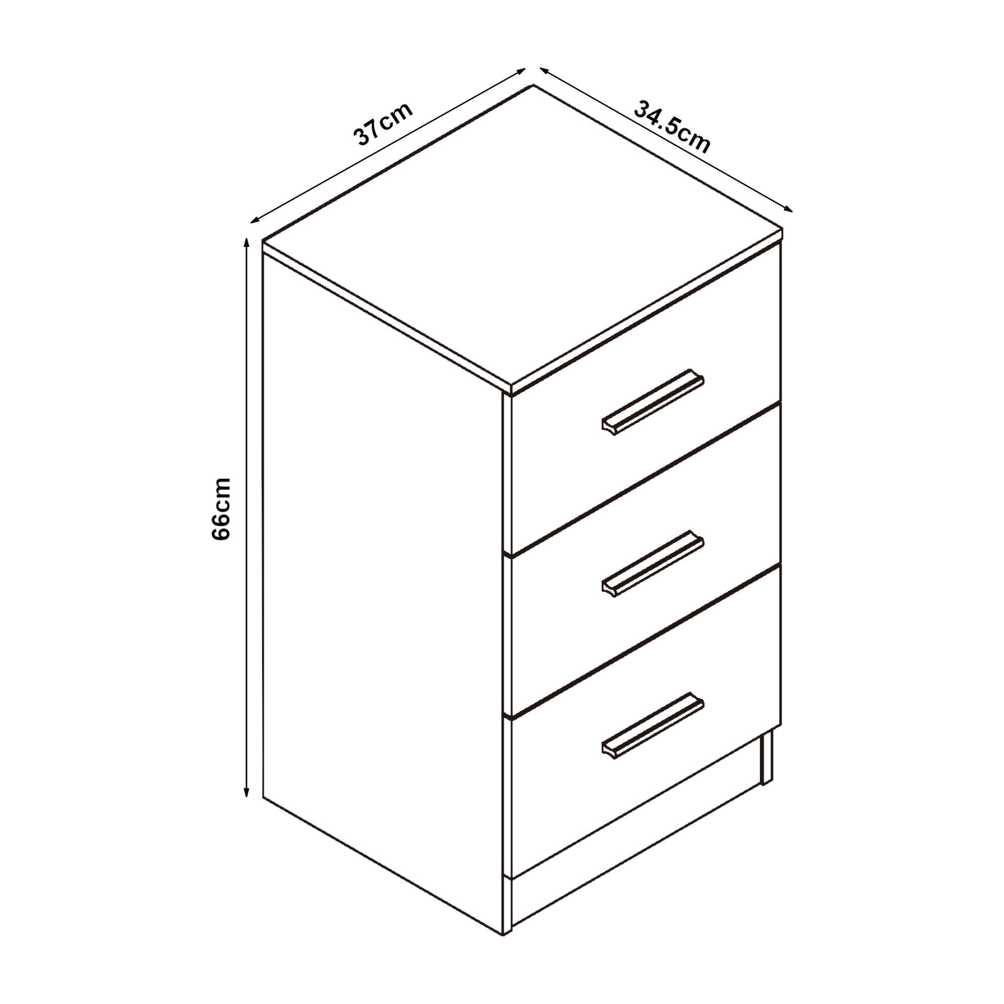 NACHTTISCH Aurdal - Schwarz Hochglanz/Schwarz, Holzwerkstoff (37/66/34.5cm) - [en.casa]