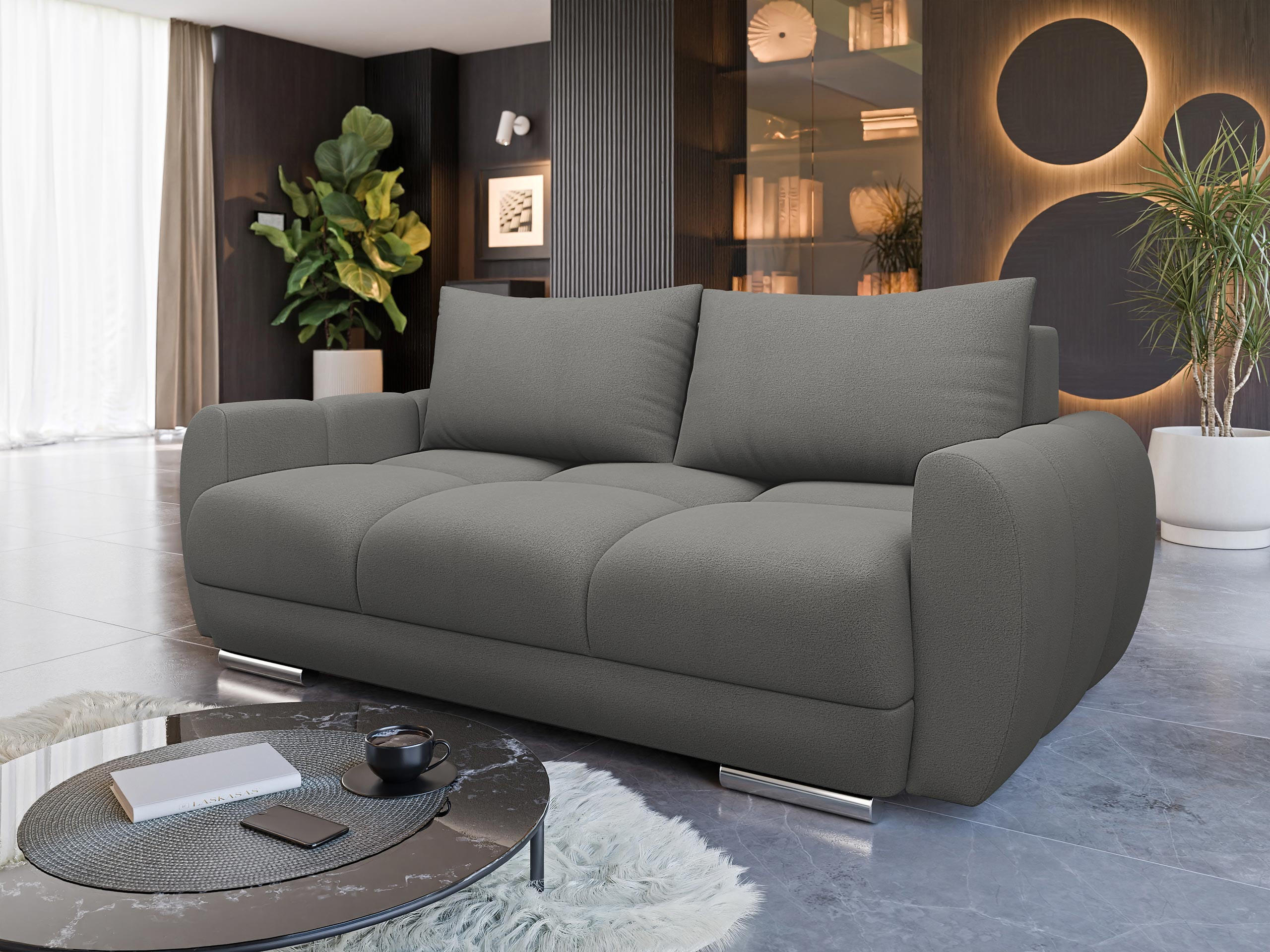 SOFA Logo 2 - Silberfarben/Grau, Holz/Kunststoff (186/89/97cm) - MIRJAN24