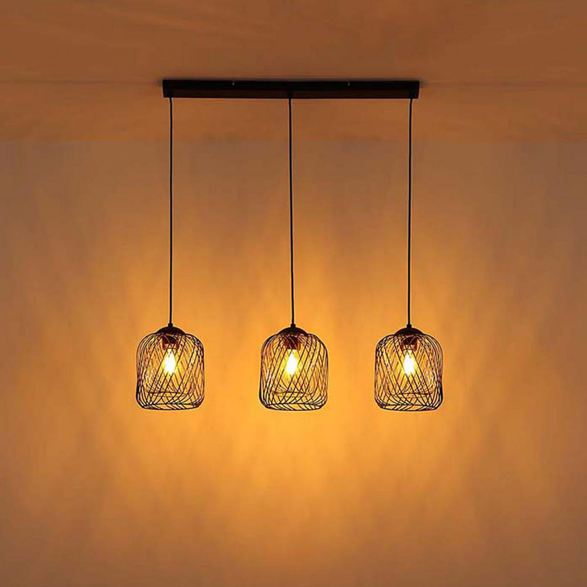 LED HÄNGELEUCHTE Schwarz Gold Metall - Schwarz, Glas (84/18/150cm) - Globo Lighting