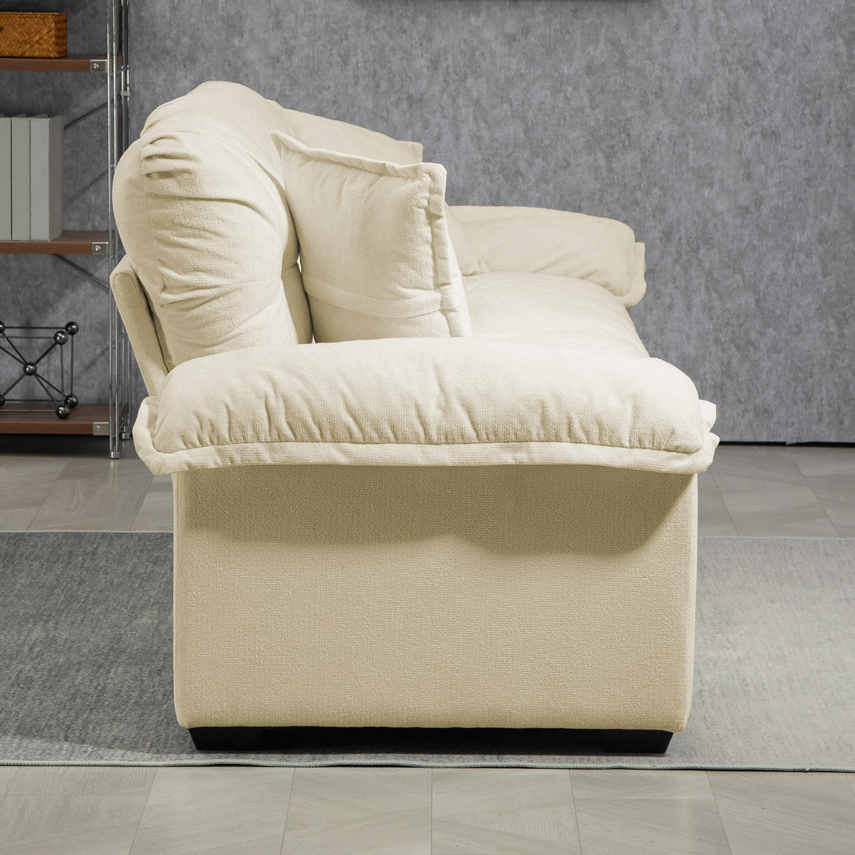 SCHLAFSOFA mit Kissen stabil Beige 89x214x93 cm Textil - Beige, Textil (89/93/214cm) - SONNENH
