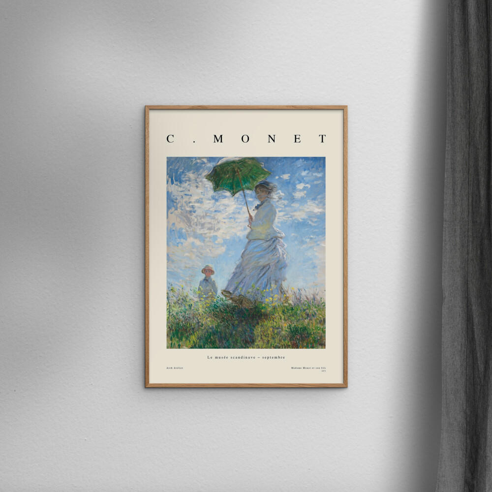 POSTER mit Rahmen Arch Atelier - Madame et son fils - Blau/Eichefarben, Holz/Papier (50/70cm) - Poster&Frame