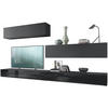 WOHNWAND Nublo Klappen in Schwarz matt - Schwarz, Holzwerkstoff (279/147/39cm) - Vladon