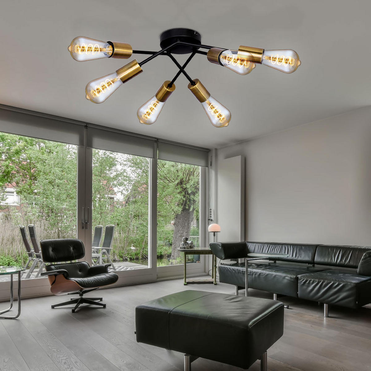 DECKENLEUCHTE Metall Messing Schwarz - Messingfarben, Metall (54.5/54.5/15cm)