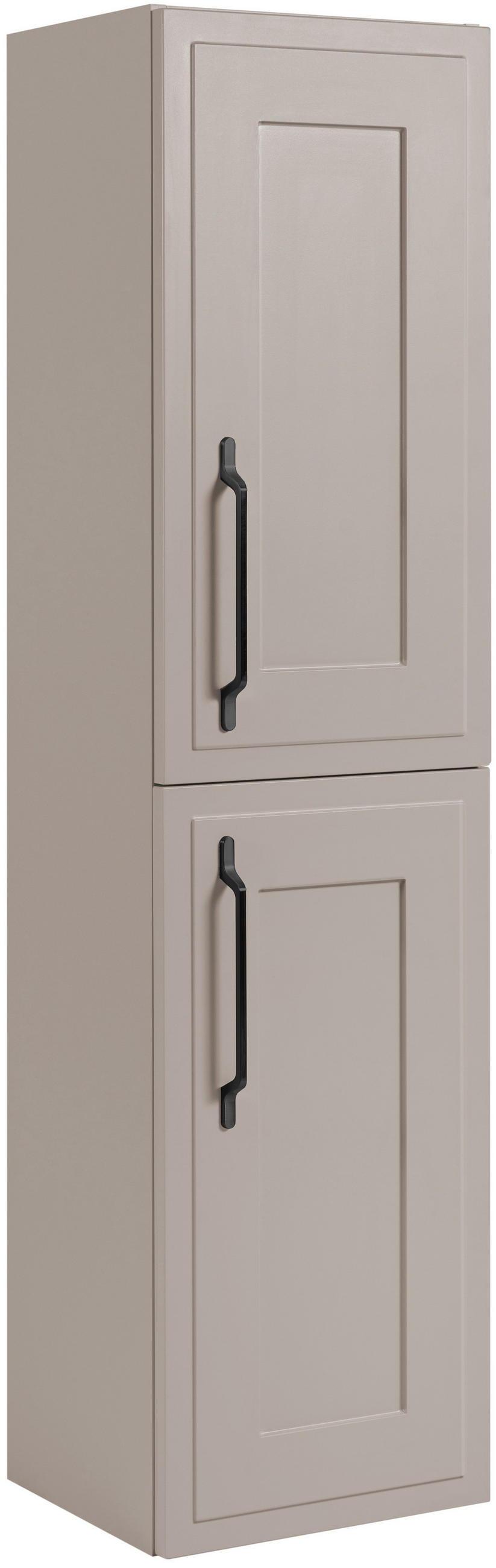 BADEZIMMERSCHRANK, Kaschmir, 35 x 136 x 27 cm, schwarzer Griff - Beige/Schwarz, Holzwerkstoff/Metall (35/136/27cm) - 3XE LIVING