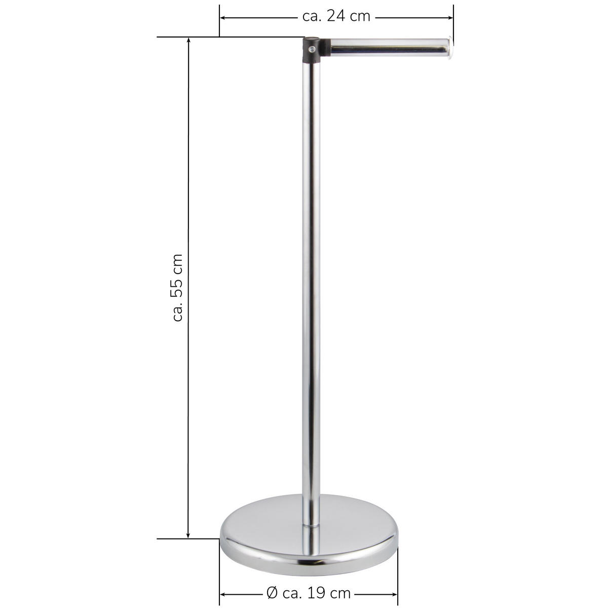 STAND-WC-ROLLENHALTER, silber - Chromfarben, Metall (19/55/19cm) - bremermann