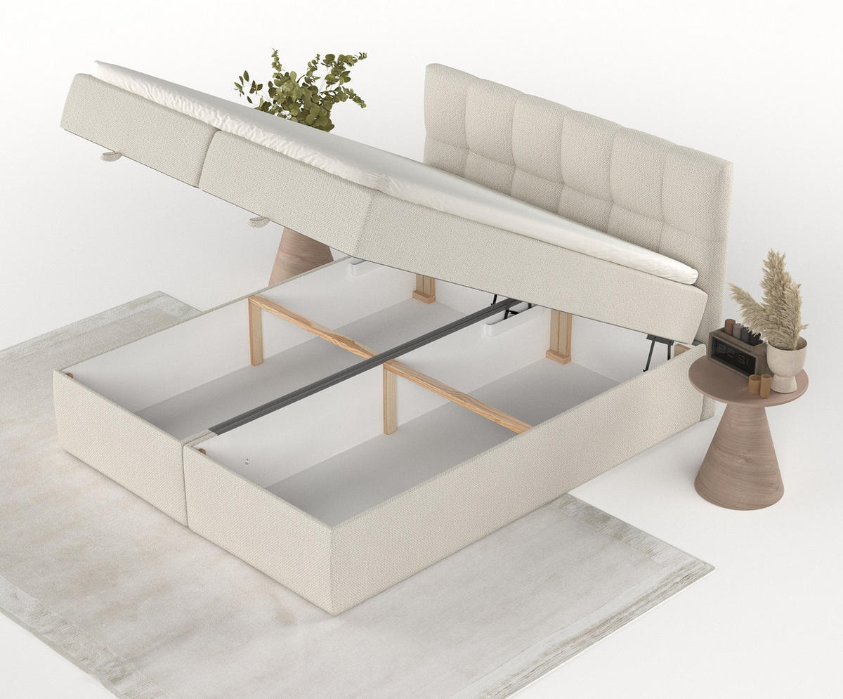 BOXBETT Shay Beige 160/200 cm - Beige/Schwarz, Holz/Holzwerkstoff (160/200cm) - Maison de Reve