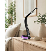 LED-SCHREIBTISCHLAMPE - mit QI-Ladestation, Touch-Dimmer und integrierter Uhr für angenehme Beleuchtung, Schwarz - Schwarz, Kunststoff (13.7/13.7/54.5cm) - Northpoint