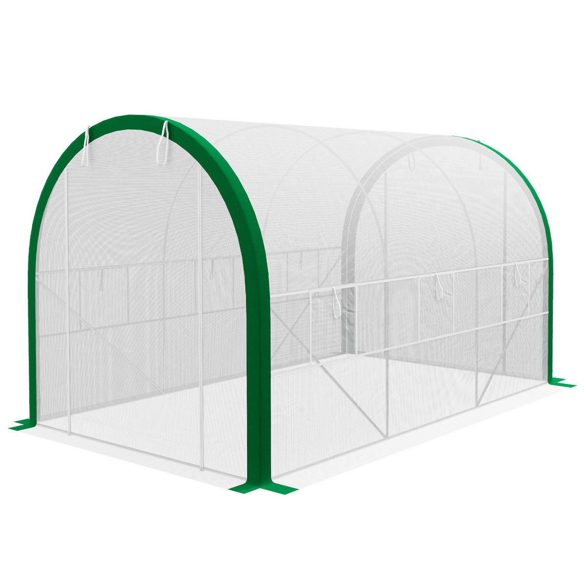 TUNNEL-GEWÄCHSHAUS DE-05861 3,5 x 2 x 2 m, mit Reißverschlusstüren Weiß - Weiß, Kunststoff/Metall (210/210/358cm) - ComfortXL