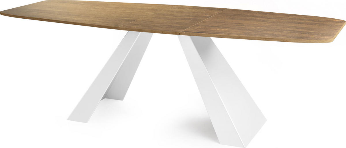 ESSTISCH Monte Weiß rechteckig ausziehbar, Lefkas Eiche 180-220/90/76 cm - Alteiche/Braun, Holzwerkstoff/Metall (90/218/76cm) - WFL GROUP