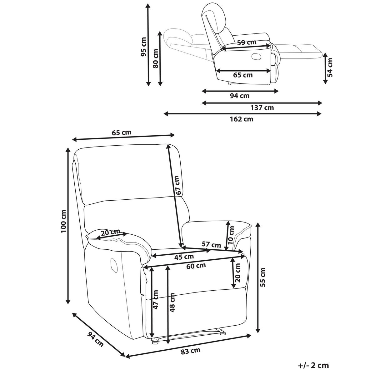 FERNSEHSESSEL Beige Everton - Beige, Textil (83/100/94cm) - Beliani
