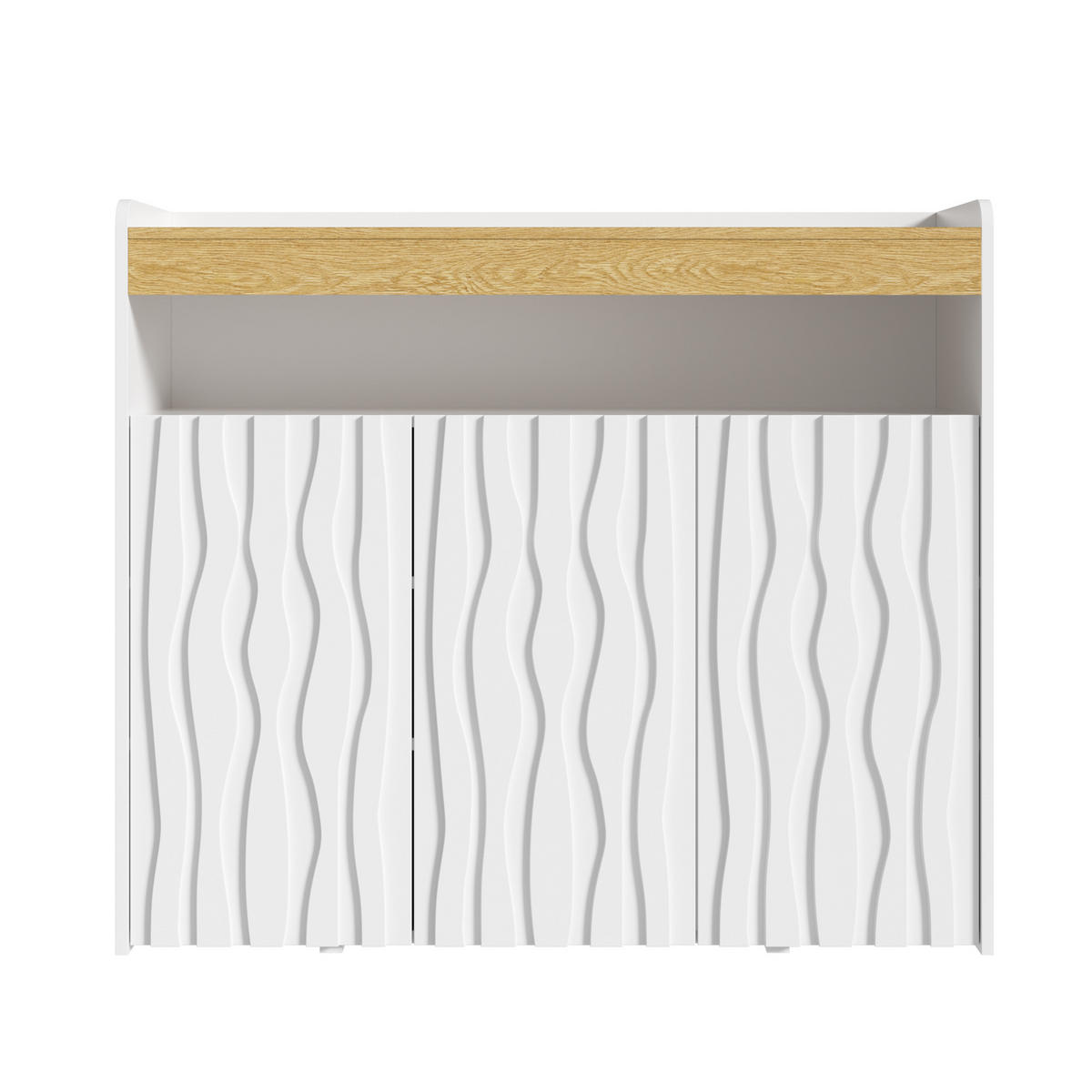 SCHUHSCHRANK DE-37952 mit LED-Beleuchtung und 3 Türen Weiß/Holzfarbe - Weiß, Holzwerkstoff (105/90.5/35cm) - ComfortXL