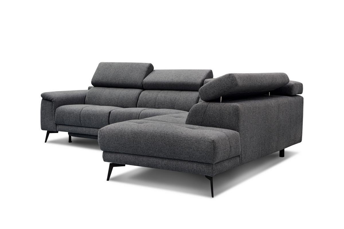 ECKSOFA FIERO 5-Sitzer mit 1 Relaxfunktion, dunkelgrau - Dunkelgrau, Holzwerkstoff/Textil (290/228cm) - Courtois Laville