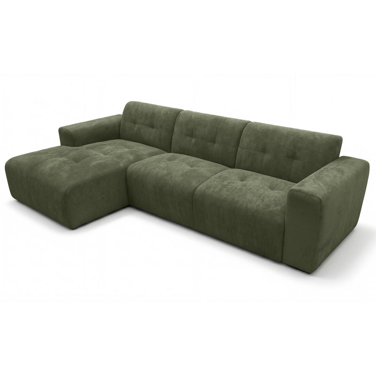 ECKSOFA L Form Corlu Grün 310/165/78 cm – stilvolle kleine Eckcouch Links - Schwarz/Grün, Kunststoff/Textil (310/165cm) - AX Living