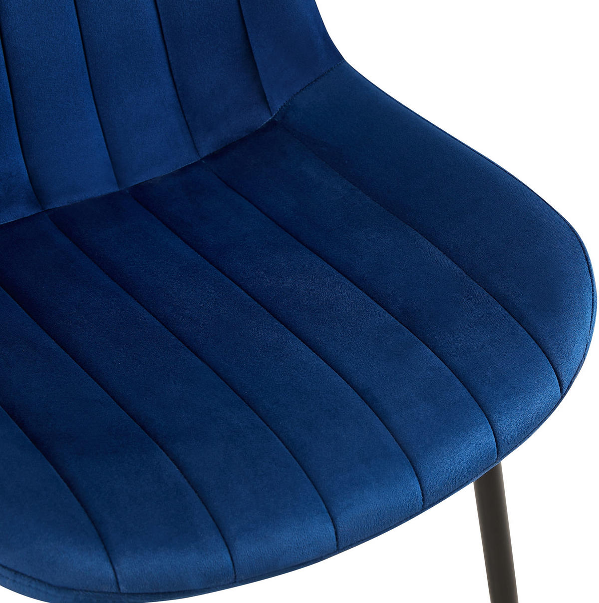 STUHL Samt blau - Blau/Schwarz, Textil/Metall (46/82/61cm) - CLP