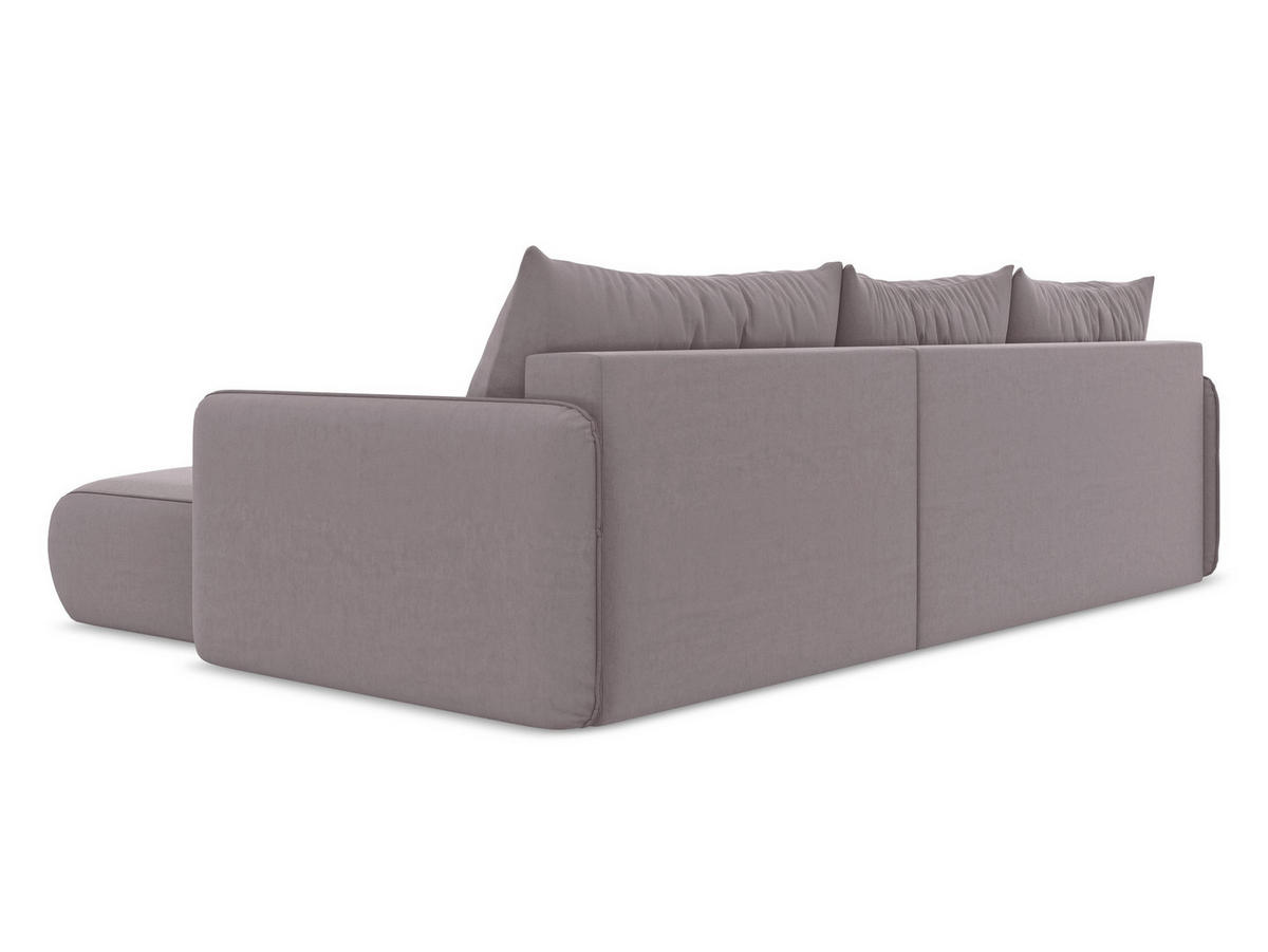ECKSOFA mit Schlaffunktion Samt Stoff Violett - Lila/Flieder, Kunststoff/Textil (240/148cm) - Makamii