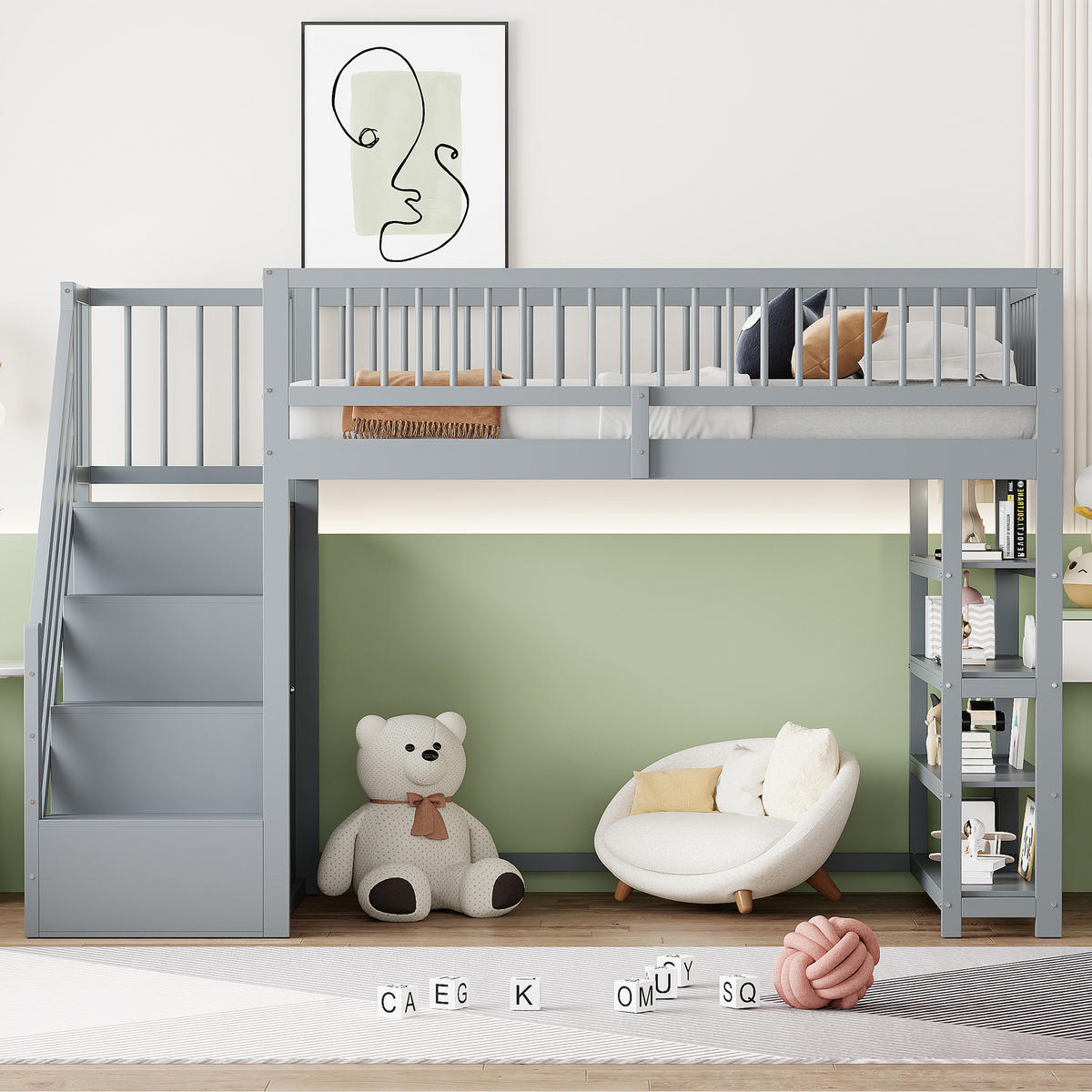 HOCHBETT Massivholz 90/200 cm Grau - Grau, Holz - Raumix