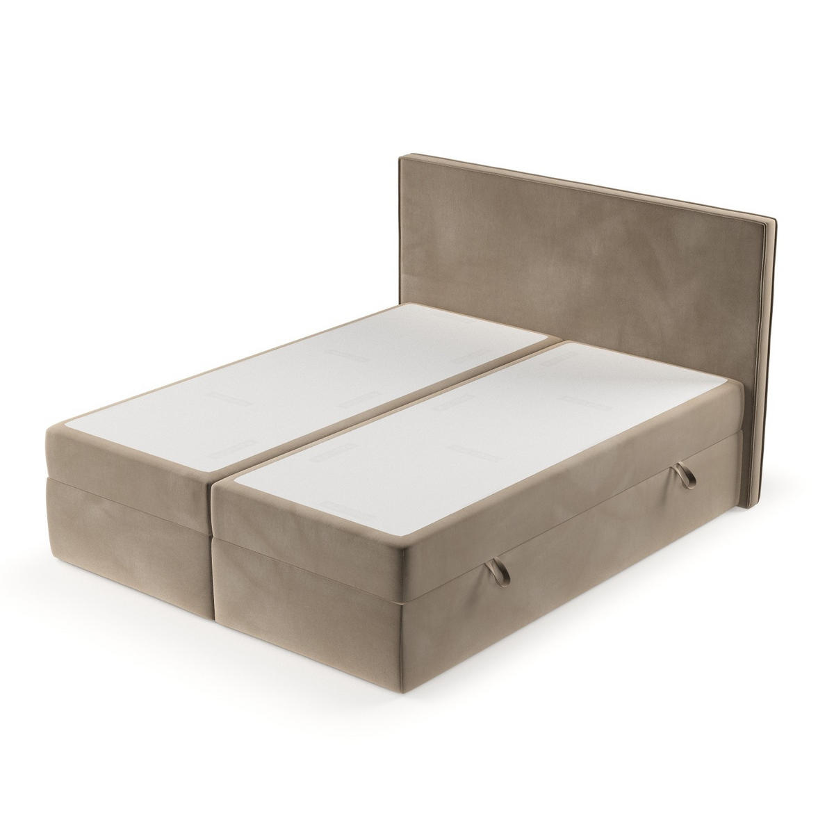 BOXBETT Nuvia 180/200 cm Taupe im Paros Stoff - Taupe/Schwarz, Holz/Holzwerkstoff (180/200cm) - AltaBeds