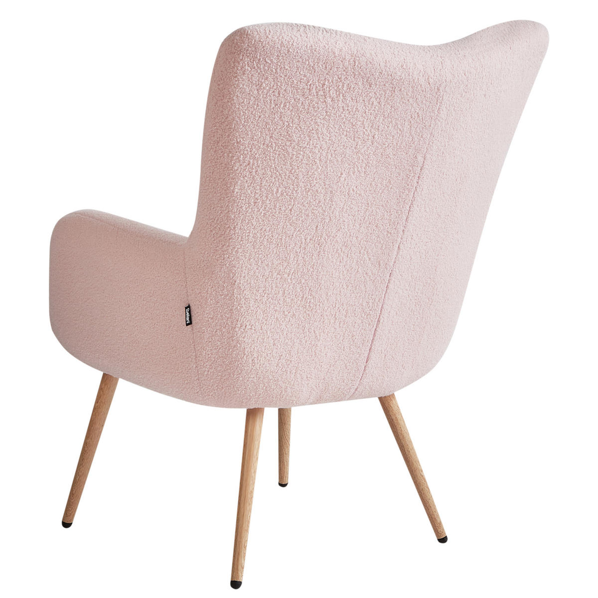 OHRENSESSEL mit Fußstütze Bouclé Pastellrosa Vejle - Pink, Textil (67/95/70cm) - Beliani