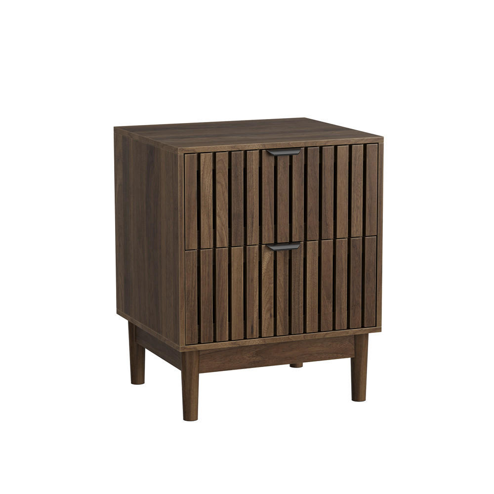 NACHTTISCH Nussbaum 45/56,5/39 cm mit 2 Schubladen - Walnussfarben, Holz (45/56.5/39cm) - Kaket