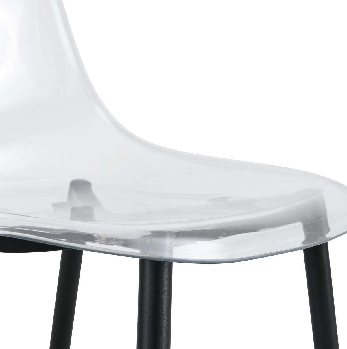 ESSZIMMERSTUHL 4er-Set 83 cm Kunststoff Transparent mit Metallbeinen Schwarz - Schwarz, Metall (45.7/83/44cm) - Meubliv