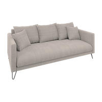 3-SITZER-SOFA Harmony Taupe Chenille - Taupe/Schwarz, Textil/Metall (200/85/100cm) - S-Style Möbel