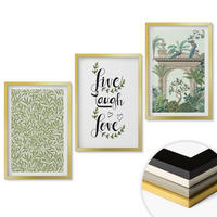 WANDBILDER 3er Set - 40x60 cm Goldrahmen - Grüne Blätter von Pflanzenarchitektur - Goldfarben, Kunststoff (40/60cm) - ArtPrintCave
