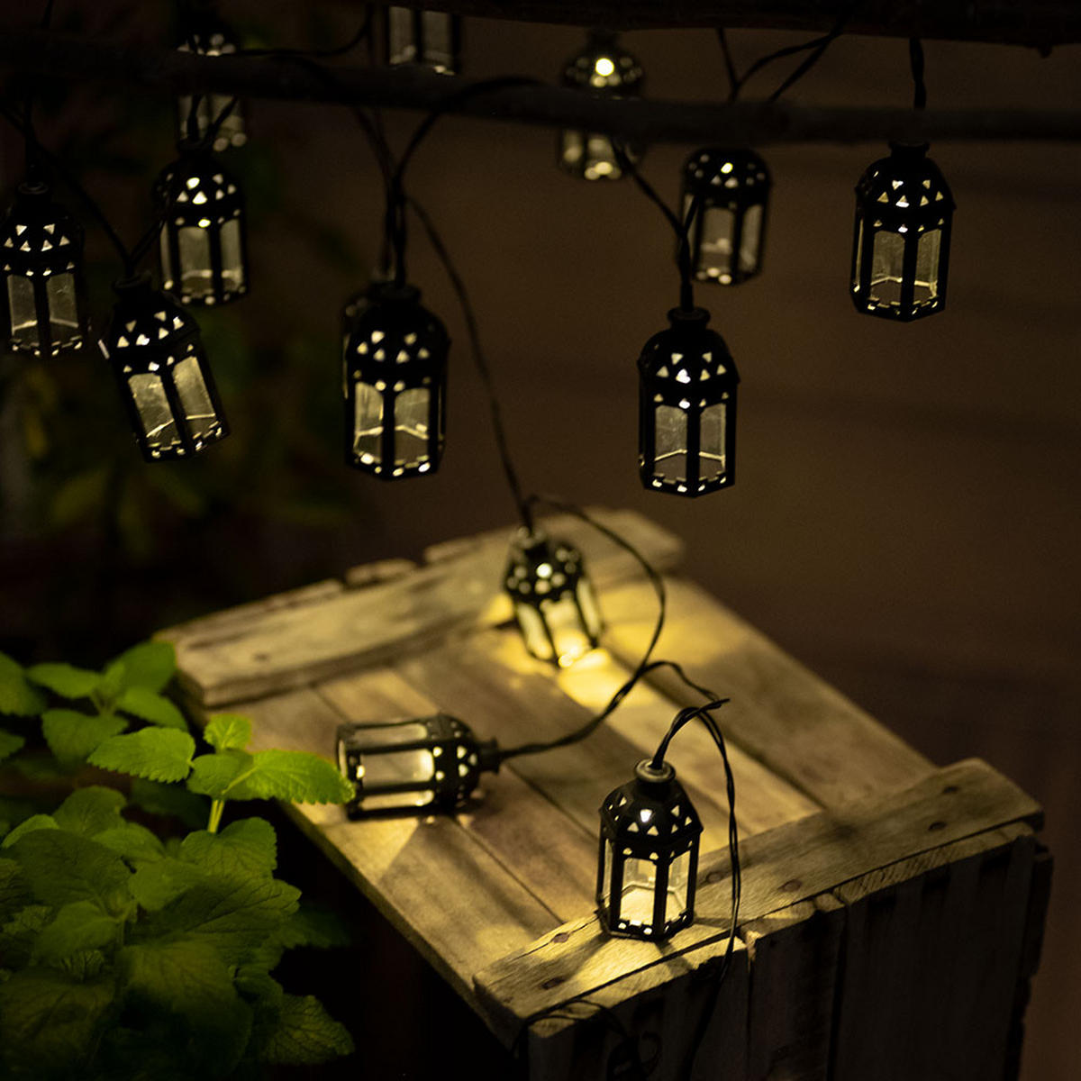 LED AUSSENLEUCHTE Solar Lichterkette Schwarz - Schwarz, Kunststoff (200/3/6cm) - Nowa