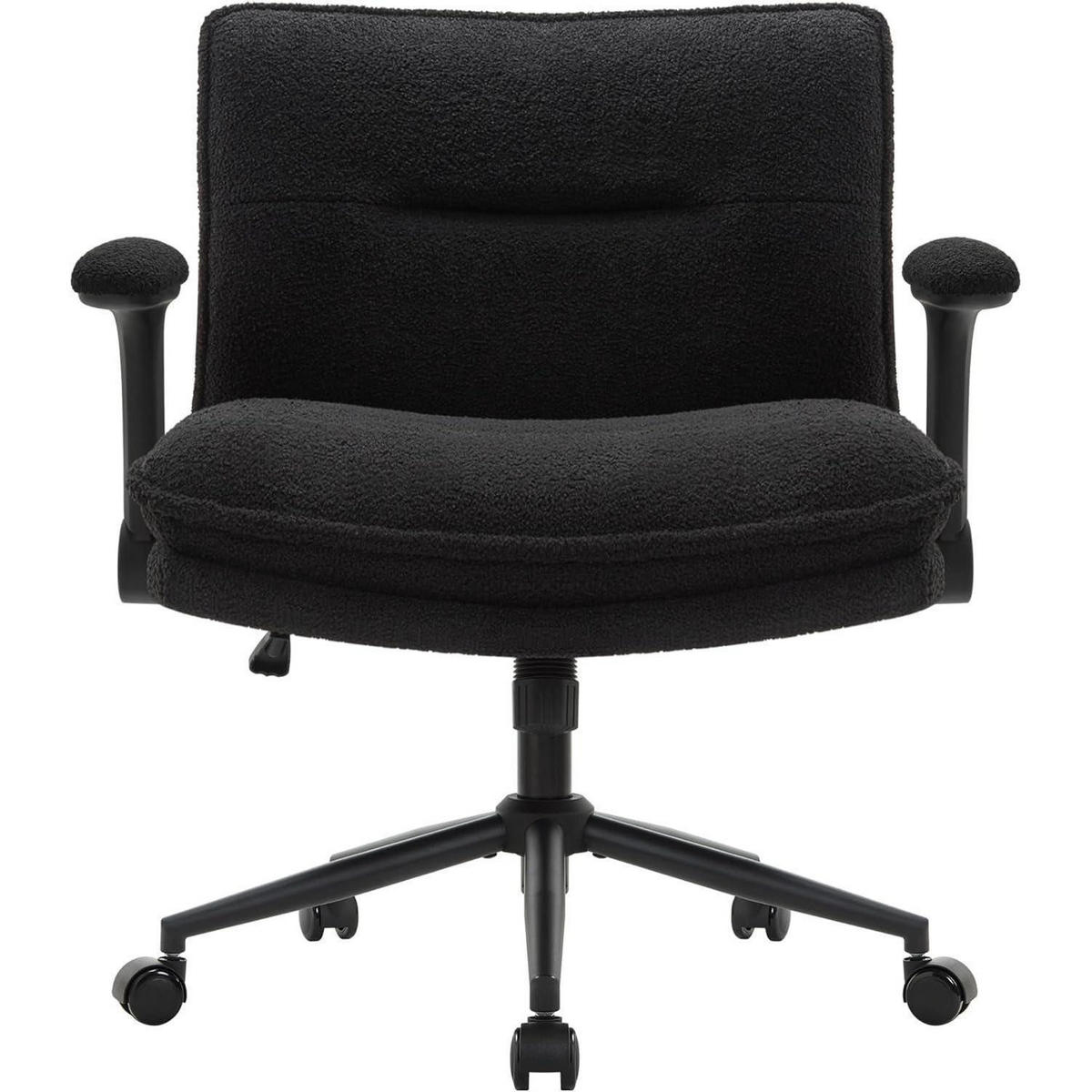 BÜROSTUHL mit Armlehne & Rollen Schwarz - Schwarz, Textil (64/88/49.5cm)