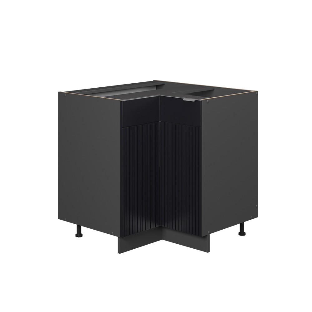 ECKUNTERSCHRANK Fame-Line Schwarz gestreift 80.5 cm ohne Arbeitsplatte - Anthrazit/Schwarz, Holzwerkstoff (80.5/82/51.6cm) - Vicco
