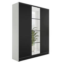 KLEIDERSCHRANK EDEN 3-Türen v4 - 156,4x205x39 cm - Weiß, Schwarz - Schwarz/Weiß, Holzwerkstoff (156.4/205/39cm) - Kier Furniture
