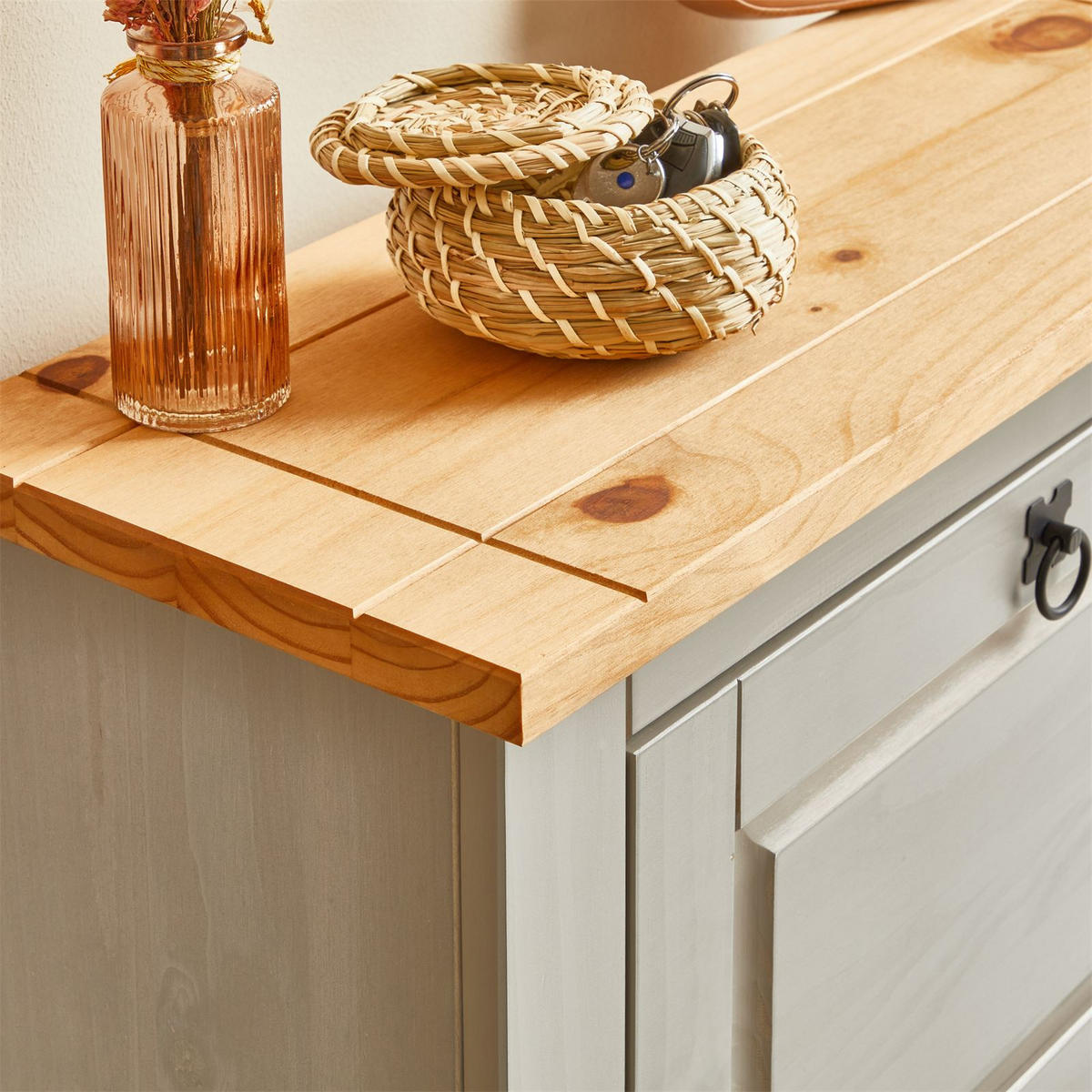 SCHUHKIPPER TEQUILA - Braun/Grau, Holz (73/95/26cm) - IDIMEX