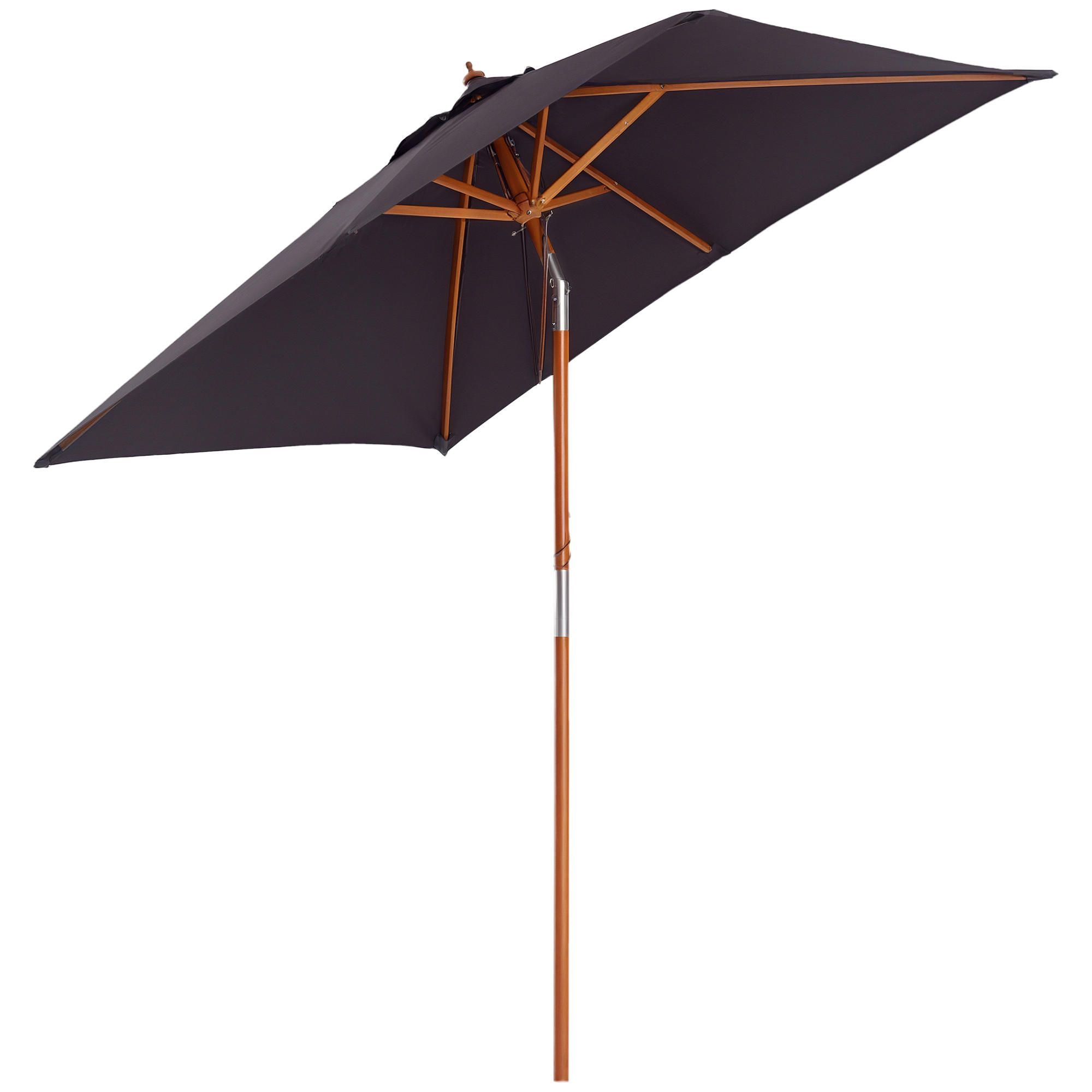 SONNENSCHIRM DE-11362 rechteckig, neigbar, Holz Dunkelgrau - Dunkelgrau, Holzwerkstoff (150/200cm) - ComfortXL