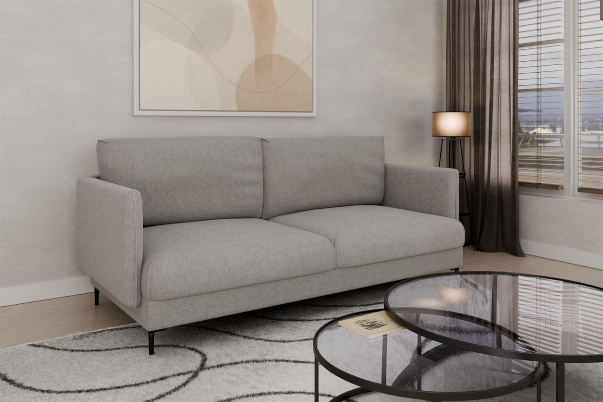 SOFA Helmer 3-sitzer In Stoff Vibe - Grau, Holzwerkstoff/Textil (226/95/95cm) - Fun Möbel