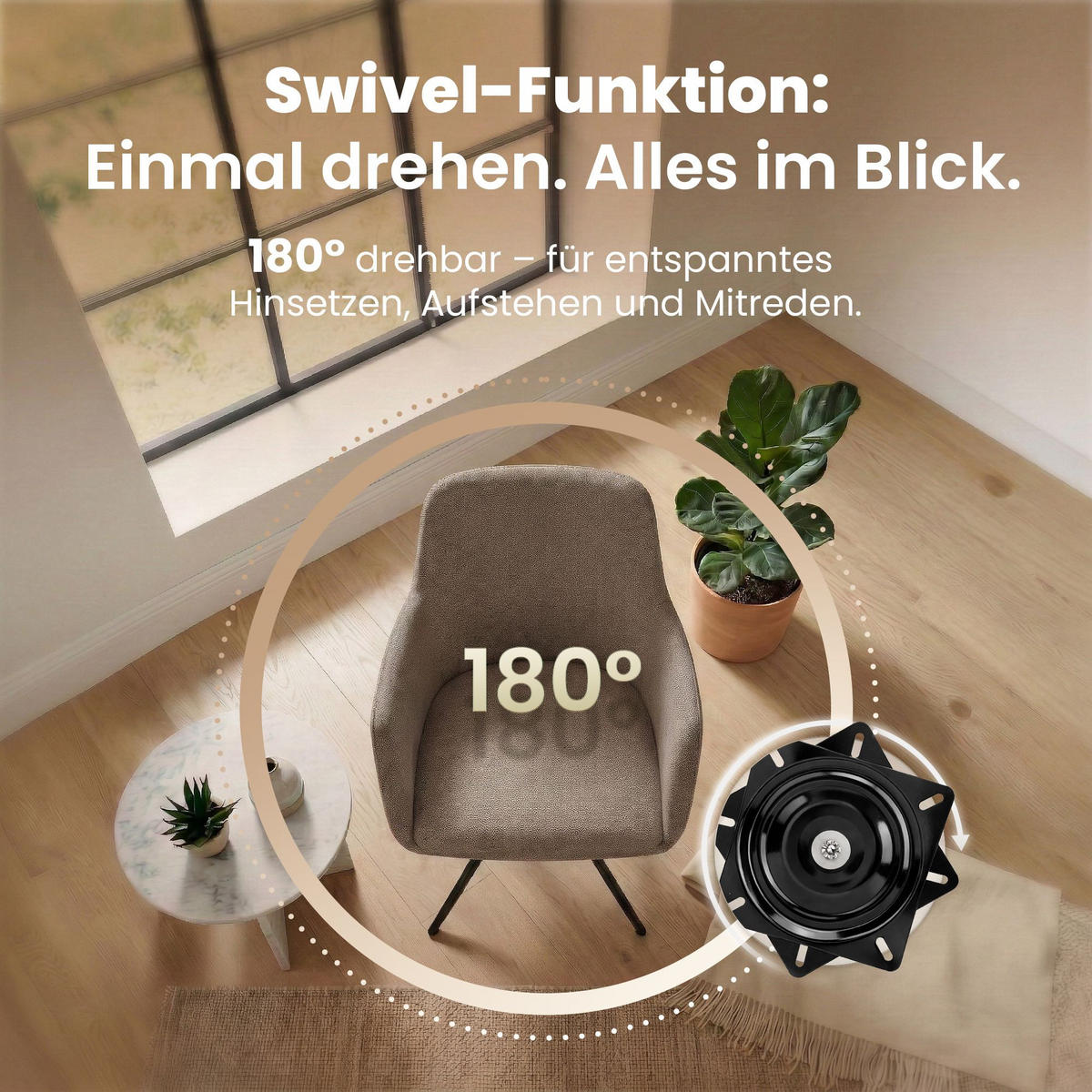 ARMLEHNENSTUHL Stoff Taupe - Taupe/Schwarz, Textil/Metall (56/81/62cm) - CLP