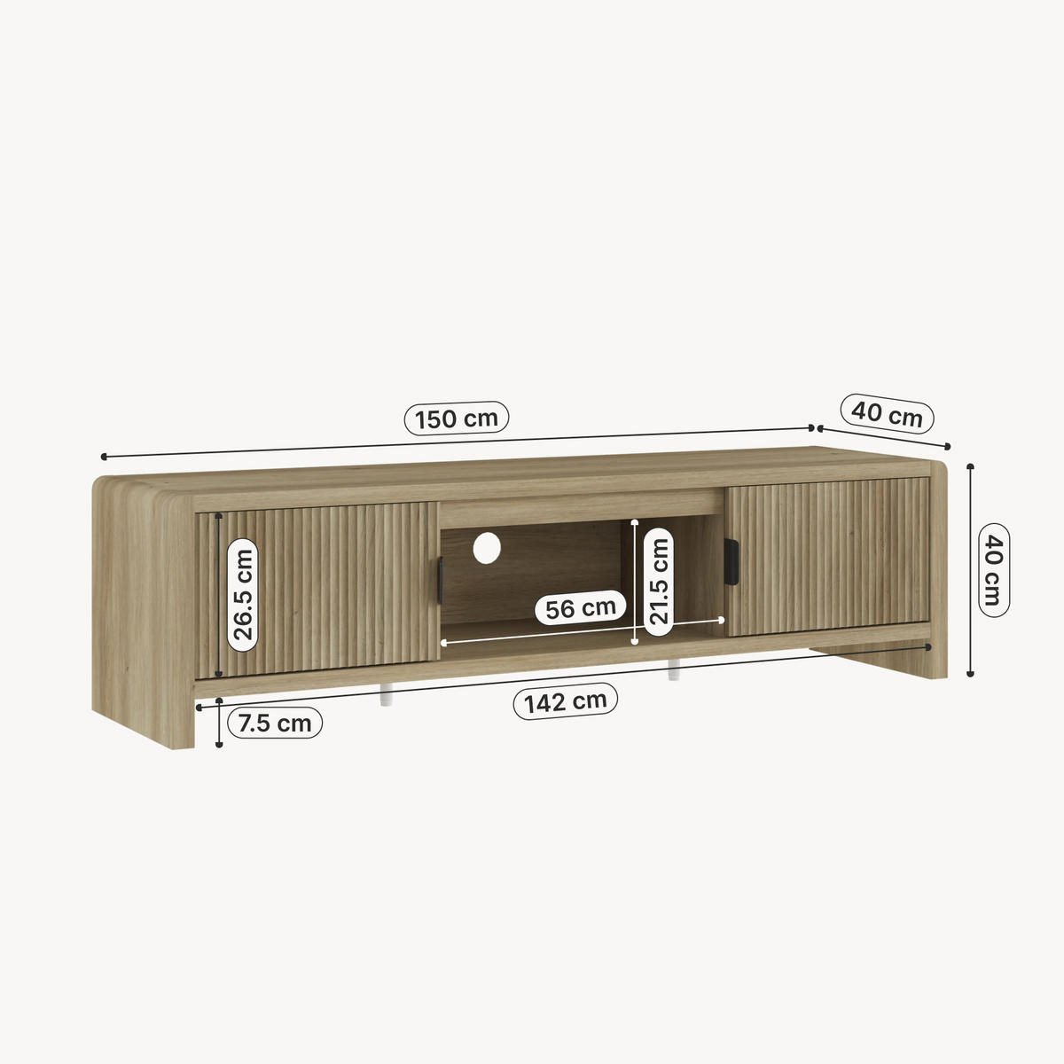 FERNSEHSCHRANK Lukkodso - Braun, Holzwerkstoff (150/40/40cm) - [en.casa]