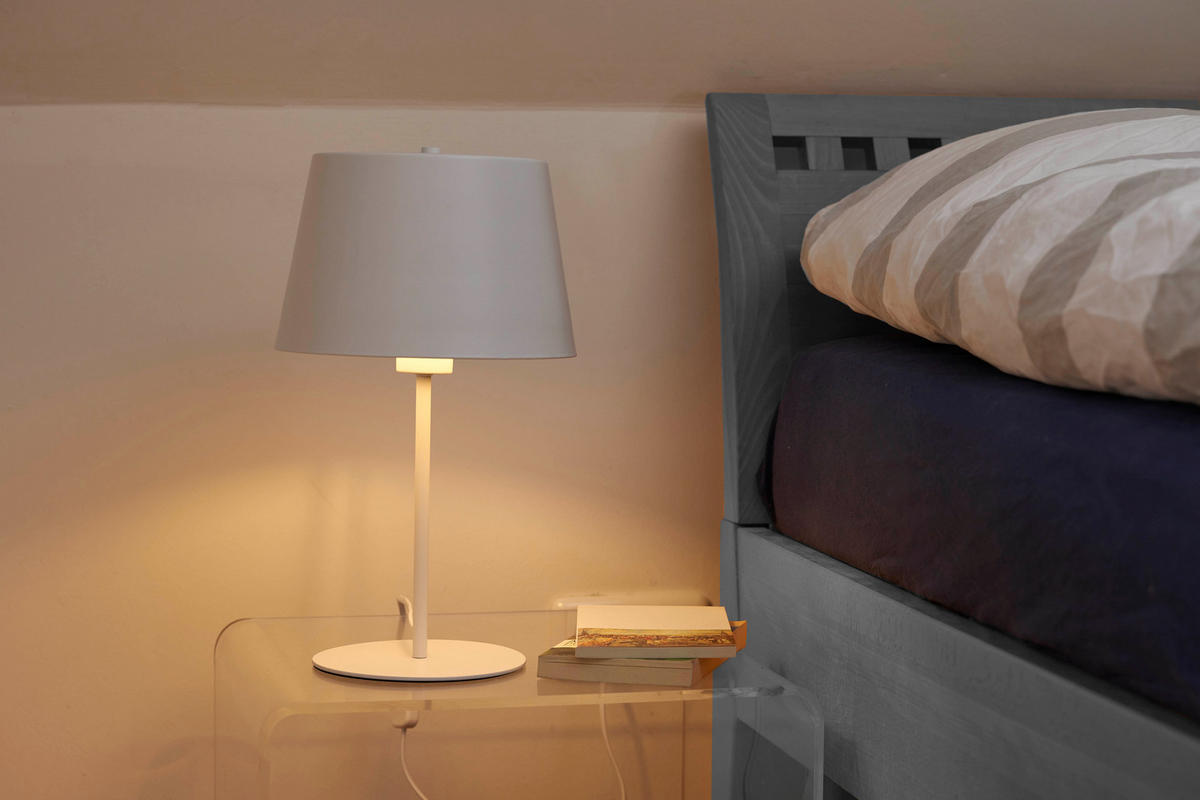 LED-TISCHLEUCHTE - modernes Design aus Metall mit warmweißem Licht und Schnurschalter, inklusive E27 LED Leuchtmittel - Weiß, Metall (23/23/39cm) - Northpoint