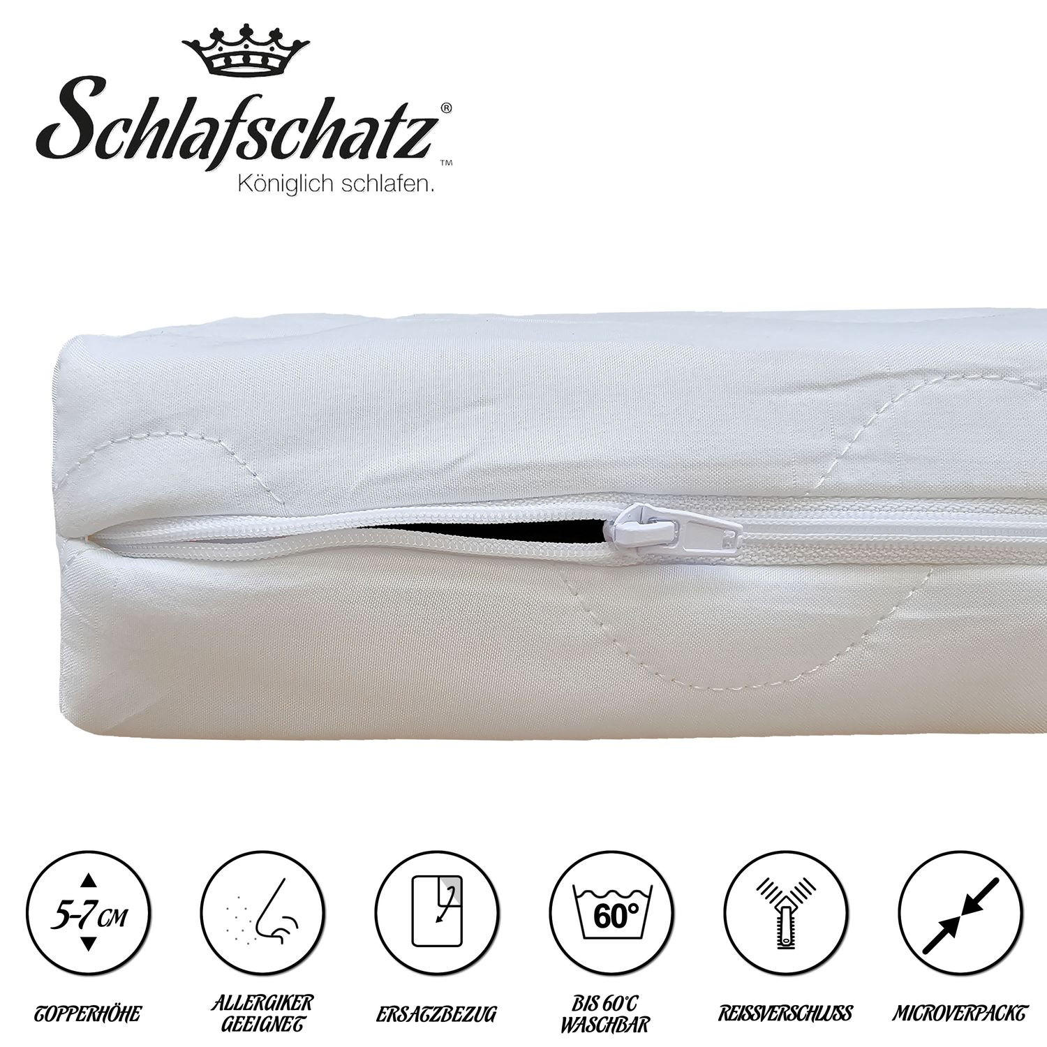 TOPPERBEZUG 90x200 cm für Topper von 5-7 cm - Weiß, Textil (90/200cm) - Schlafschatz