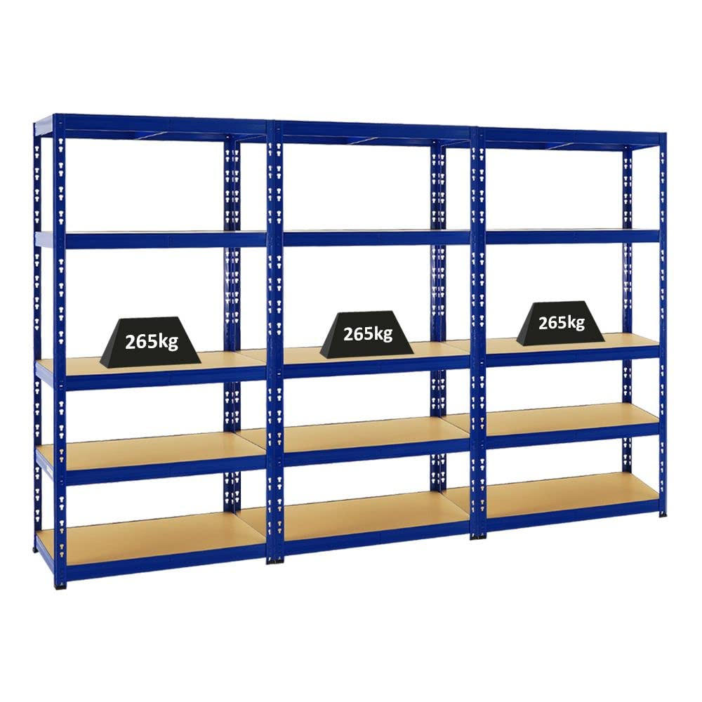 SCHWERLASTREGAL Tiger 3er-Set mit 3x 180x90x45 cm Fachlast 265 kg Blau - Blau, Metall (270/180/45cm) - PROREGAL