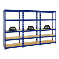 SCHWERLASTREGAL Tiger 3er-Set mit 3x 180x90x45 cm Fachlast 265 kg Blau - Blau, Metall (270/180/45cm) - PROREGAL
