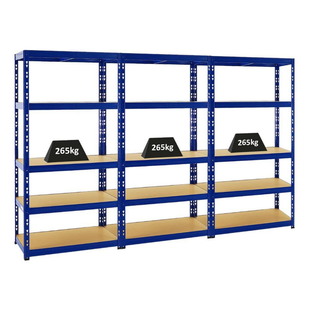 SCHWERLASTREGAL Tiger 3er-Set mit 3x 180x90x45 cm Fachlast 265 kg Blau - Blau, Metall (270/180/45cm) - PROREGAL