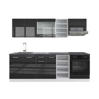 KÜCHENZEILE R-Line Anthrazit Hochglanz/Weiß 240 cm, AP Anthrazit - Anthrazit/Weiß, Holzwerkstoff (240/81.6/60cm) - Vicco