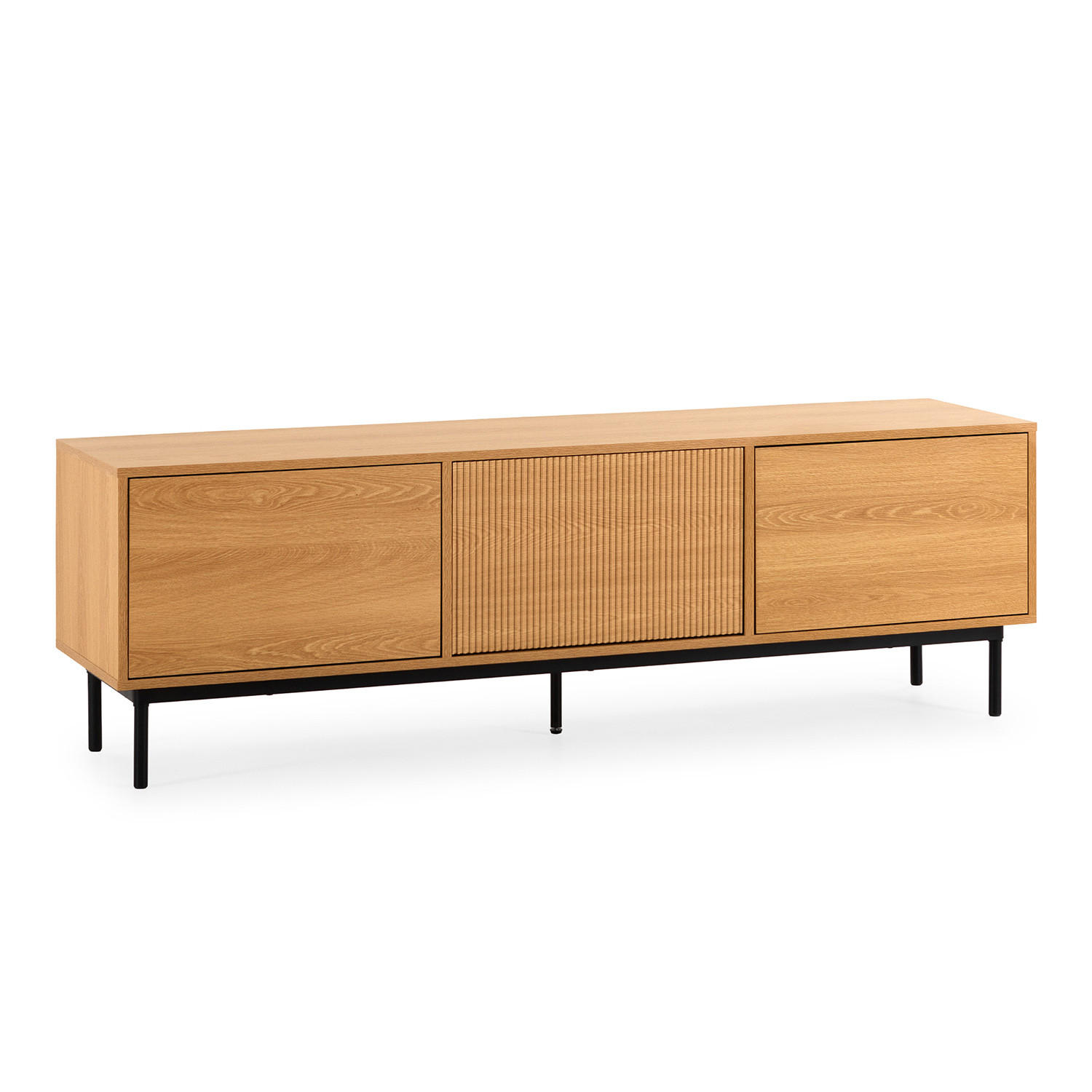 COMODĂ TV Florida cu 3 uși, aspect de stejar - culoare lemn stejar, compozit lemnos (160/50/40cm) - VS Venta-stock