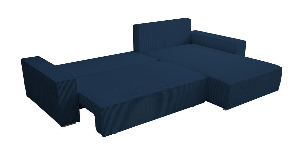 ECKSOFA Alice mit Bettkasten und Schlaffunktion, Cordstoff in L-Form - Blau, Textil (289/184cm)