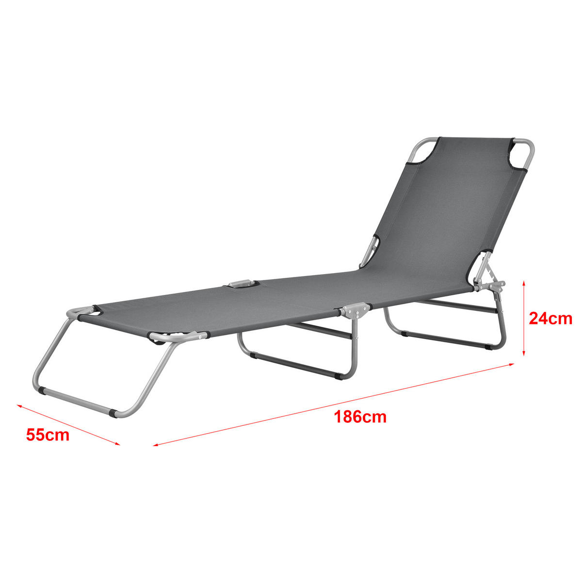 SONNENLIEGE Carcao - Dunkelgrau, Textil/Metall (186/24/55cm) - casa.pro